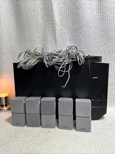 Bose Acoustimass 15 Speaker System Black Sub w/ Silver Cubes, All Cables, Tested - Picture 1 of 23