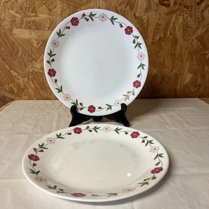 Set Of 2 Vtg Corelle Vitrelle Spring Pink Plates Dinner 3i - Picture 1 of 4