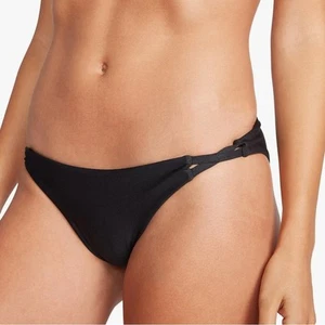 Volcom Large Simply Seamless Hipster Swimsuit Bikini Bottom Solid Black Strappy - Picture 1 of 9
