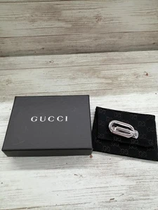 GUCCI G motif money clip Silver Men's Accessories w 5 cm made in Italy Used - Picture 1 of 3