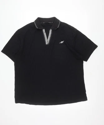 Camisa polo negra Active viii para hombre talla 18 ajuste regular cuello con cremallera Foto 1 de 4