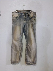 Pantalones de mezclilla para hombre Rock Revival relajados rectos 36x40 puntada gruesa Rock N Rool Dieppe  - Imagen 1 de 15