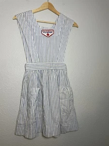 Vintage Red Cross Volunteer Nurse Dress Blue White Stripe Sleeveless 1950s - Picture 1 of 4