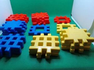 Little Tikes waffle blocks large 4" square vitnage red yellow blue lot 18 - Picture 1 of 5