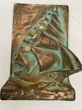 Set of 2 Vintage Nautical Ocean Sailing Boats Heavy Bronze Bookends
