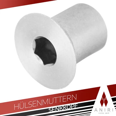 Hülsenmuttern Senkkopf Edelstahl A1 Innensechskant Distanzmutter Gewindehülse - Bild 1 von 4