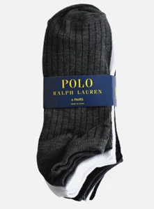 POLO RALPH LAUREN Black/White/Gray Women's LOW CUT Socks 6 PAIRS Sock Size 9-11 - Picture 1 of 5