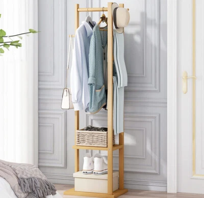 Bambus Freistehende Garderobe Garderobenständer Kleiderständer Kleidungsständer - Bild 1 von 4