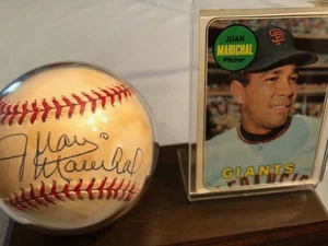 Juan Marichal Autographed Ball San Francisco Giants & Topps 1969 Card in Holder - Picture 1 of 1