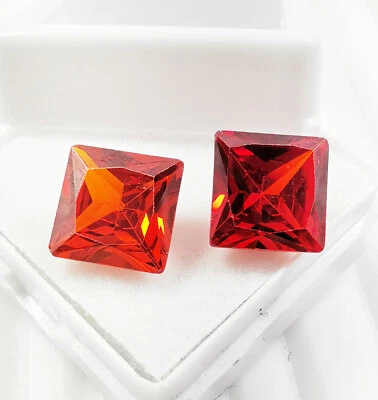 11.80 Ct Pair Orange Zircon Princess Cut Loose Gemstone 9.00x9.00x4.95 MM - Image 1 of 4