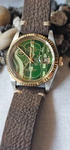 VINTAGE ROLEX DATEJUST 16013 CUSTOM GREEN DIAL MEN'S AUTOMATIC WATCH 1988 - Picture 1 of 24