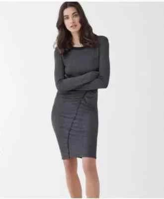 Splendid Logan Dress Gray/Black Heathered Ruched Front Long Sleeve Maternity L - Image 1 of 4