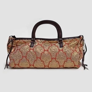 Prada Spring 2002 Gold & Red Brocade Jacquard Bow Handle Bag Vtg Archive Rare - Picture 1 of 8