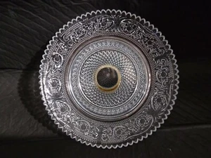 Placa de vidrio prensado vintage de 5,75" con soporte ~ enrejado ~ Crystal Clear Industries - Imagen 1 de 5