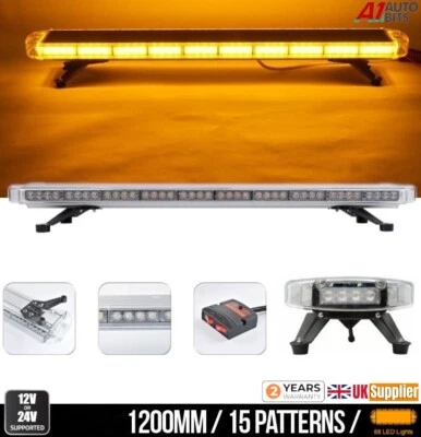 LED Luce Ambra Barra Strobo Faro Recupero Allarme 120cm 1200mm 1.2m 117cm 12V - Imagen 1 de 4