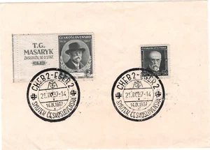 CSSR  Vorlageblatt mit ZF+380 und 379 je mit SST CHEB/EGER; 14 - 10 - 37 - Bild 1 von 1