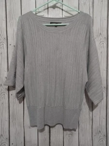 Neu Adrienne Vittadini Shirt Damen Medium Knopfdetail Pullover meliert grau - Bild 1 von 11