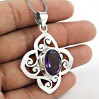 Natural Amethyst Gemstone Pendant Bohemian 925 Sterling Silver Jewelry D44