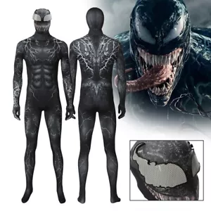 Venom Herren Overall Body mit Maske Kapuze Cosplay Kostüm Halloween Karneval - Bild 1 von 10