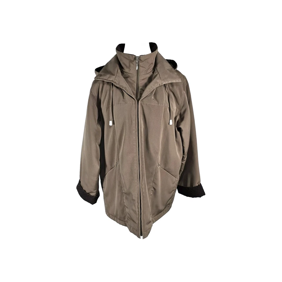 Abrigo cálido Big Chill Wms L color marrón capucha extraíble poliéster SH1 Foto 1 de 4