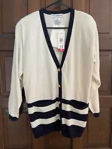 JH Collectibles Cruise Nautical Knit Cardigan Sweater Size M NWT VINTAGE - Picture 1 of 3