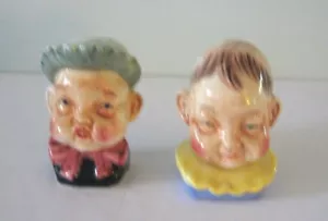 Seltenes Vintage skurriles Baby Gesichter/Puppenköpfe Salz & Pfefferstreuer Set - Bild 1 von 8