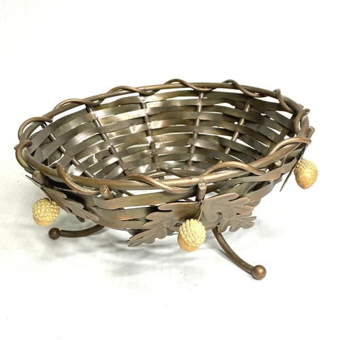 Vintage Woven Copper Bowl Basket Cover