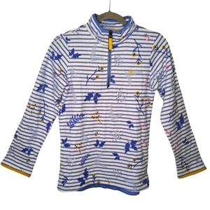 Joules Quarter Zip Pullover Stripes Floral Size 11-12 Years - Picture 1 of 6