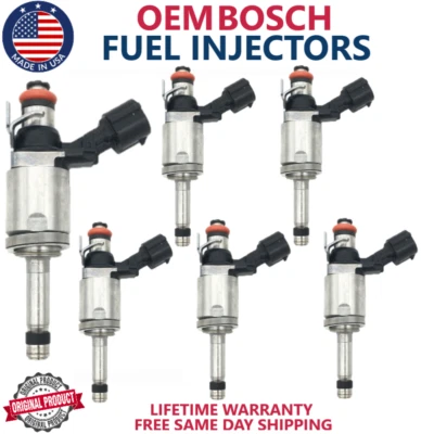 x6 GENUINE BOSCH Fuel Injectors For 2015-2019 Ford Transit-350 HD 3.5L V6 - Image 1 of 3