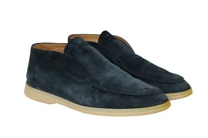 Loro Piana Men Open Walks Size US 7 40 Blue Suede Slip On Chukkas Ankle Boots - Picture 1 of 11