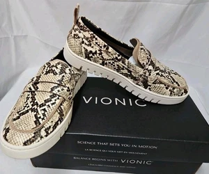 Vionic Uptown Snake Print Penny Loafers Leather Slip On Shoes Womens Sz 6 W Wide - Picture 1 of 12