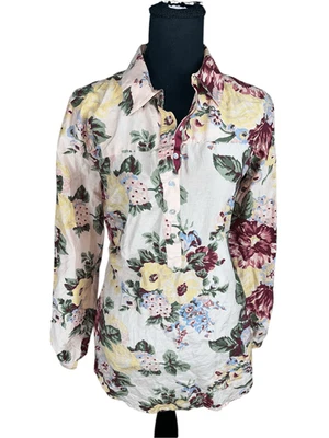 Blusa suave entorno mediana suave rosa floral mezcla seda 1/4 botones carrera Foto 1 de 4