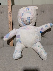 Oso de peluche de recuerdo vintage hecho a mano de edredón antiguo andrajoso Shabby Chic - Imagen 1 de 14