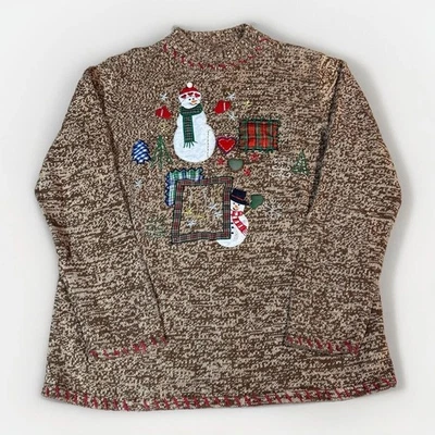 Punto de Referencia Navidad Pullover Suéter Muñeco de Nieve Vintage Años 90’s | Mujer’s M Foto 1 de 4