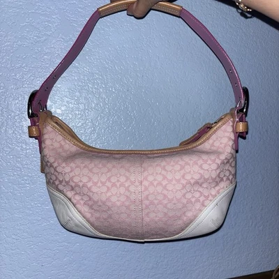 Bolso Hobo Soho De Colección Coach Monograma Logo Cuero Rosa Y2K Bolso de Hombro Foto 1 de 4