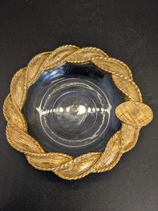 Vintage Art Deco Aschenbecher mit gedrehtem Seil Gold Glas - Bild 1 von 4
