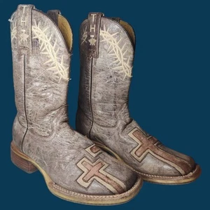 Tin Haul Boots Tin Haul Ladies My Savior Bible Verse Boots sz 5.5 JOHN 3:16 - Picture 1 of 18