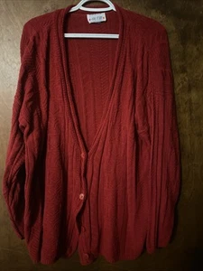 18w Red Cardigan By Act III Has Geometric Design - Picture 1 of 7