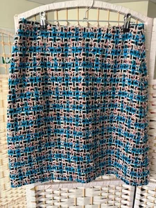 L.K.Bennett Multicoloured Blue/Pink Weave Mini-Skirt with Zip, UK Size 10 - Picture 1 of 6