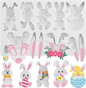 Easter Bunny Fondant Molds Rabbit Candy Silicone For Cake Style C - Picture 1 of 9