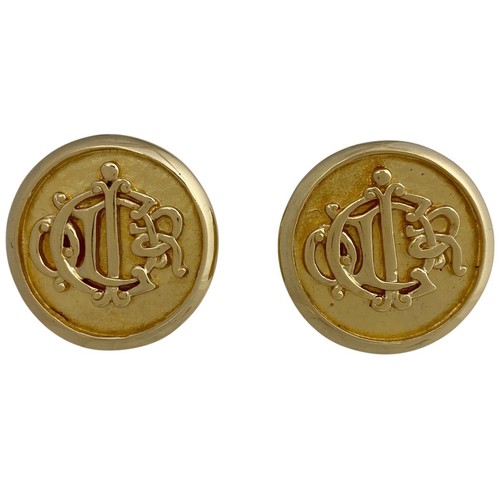 Orecchini rotondi logo Christian Dior orecchini emblema tondo placcato oro donna