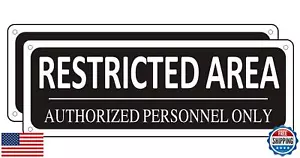 Restricted Area Sign Authorized Personnel Only (2 Pack), 10" x 3.5" Black Met - Picture 1 of 5