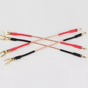 HiFi 4PCS Speaker Bridge Cables Audio Jumper Wires with Banana to Y Spade Plugs - Picture 1 of 8
