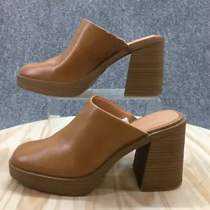 Universal Thread Heels Womens 8 Tess Platform Mule Brown Faux Leather Closed Toe - Picture 1 of 16