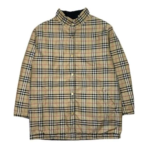 BURBERRY Quilted Reversible Jacket Coat Nova Check Navy Men’s Size 40 Medium M - Picture 1 of 4