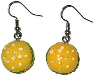 HAMBURGER Food Earrings Jewelry Set - Handmade USA - Fashion Dangle Style SALE - Picture 1 of 2