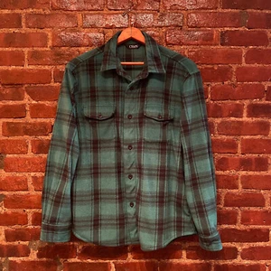 Chaps Flannel Shirt Jacket Mens Large Green Black Plaid Pockets Outdoor Hunting - Picture 1 of 13