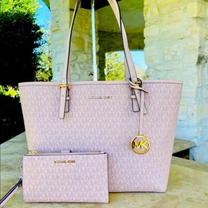 NWT MICHAEL KORS CENTER STRIPE CARRYALL TOTE HANDBAG/WALLET options ballet - Picture 1 of 37