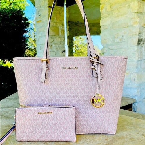 MICHAEL KORS BORSA PORTAFOGLIO BORSA PORTAFOGLIO A MANO PORTAFOGLIO A RIGHE CENTRALI NUOVA CON ETICHETTE