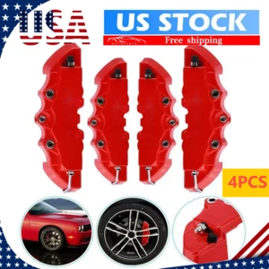4PCS 3D Style Red S+L Car Disc Brake Caliper Cover Front & Rear Accessories Kits - Foto 1 di 24